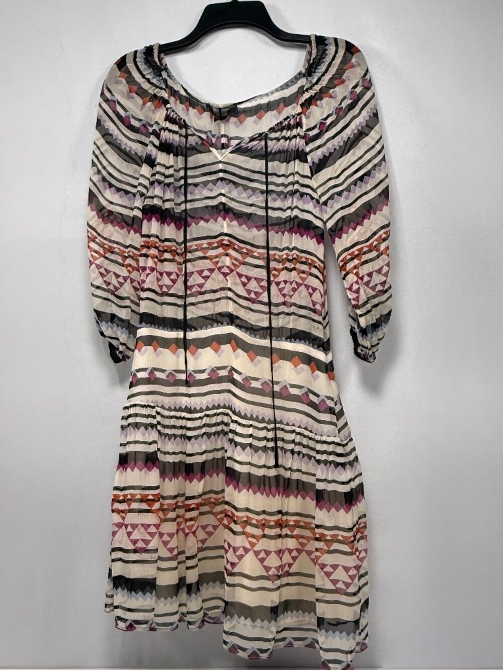 BCBGMaxAzria Rory Silk Aztec Print Off-Shoulder Mini Dress Size S Small - Picture 2 of 9